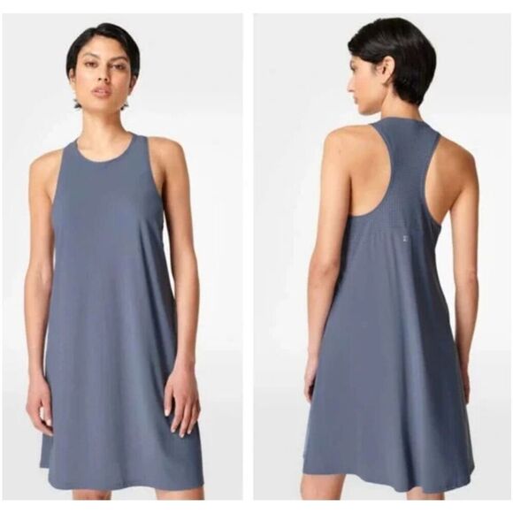 SWEATY BETTY Explorer Ace Racerback Dress in Endless Blue Sz Large - Picture 1 of 6
